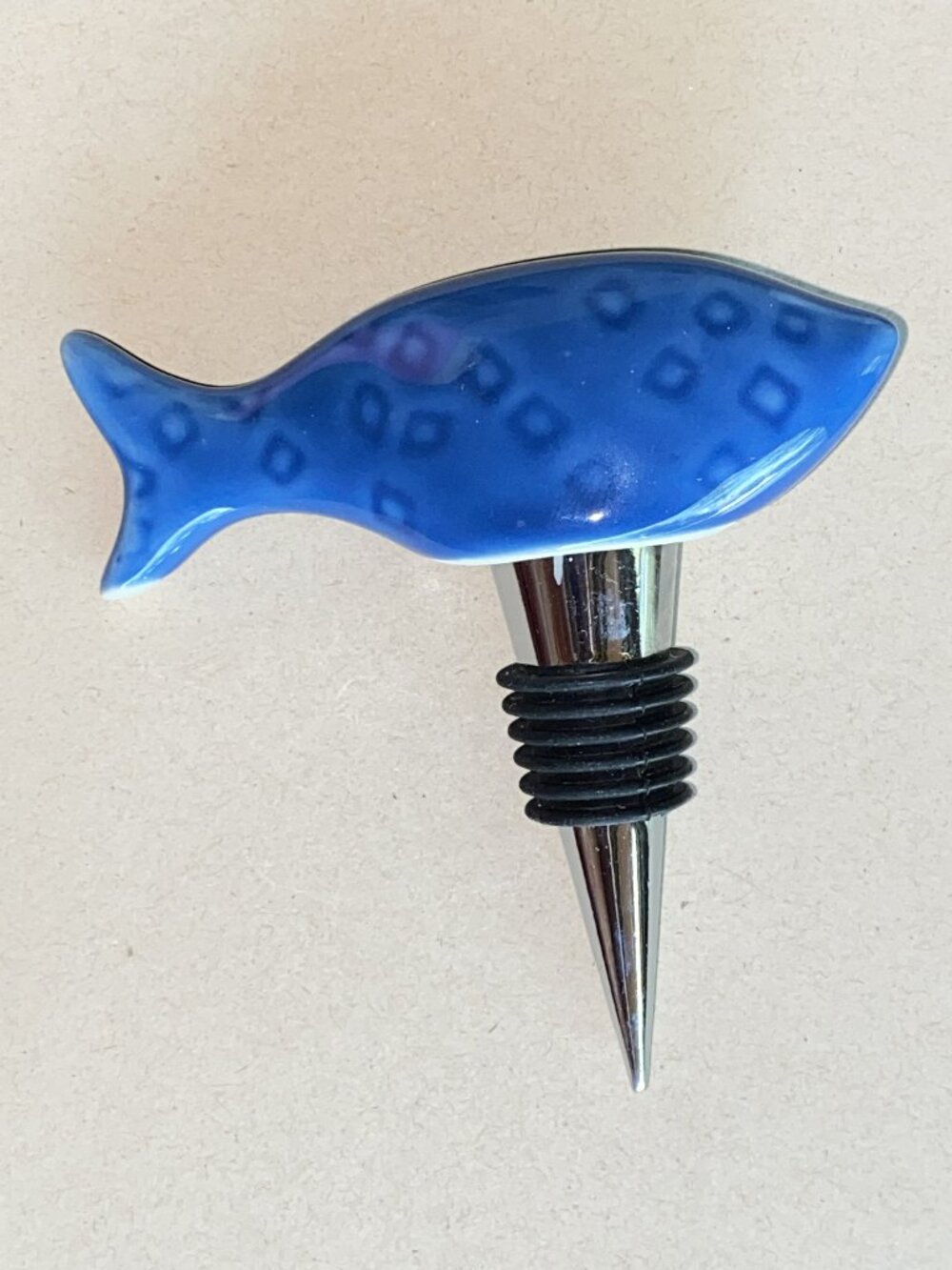 Adorable Blue Whale Wine Bottle Stoppers with Stainless Steel Posts, Qty 2